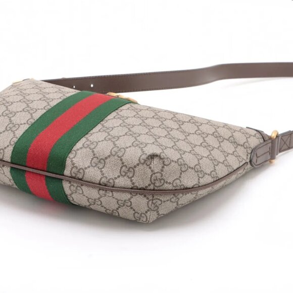 Gucci GG Supreme Monogram Web Small Ophidia Half Moon Hobo Brown - Picture 3 of 9